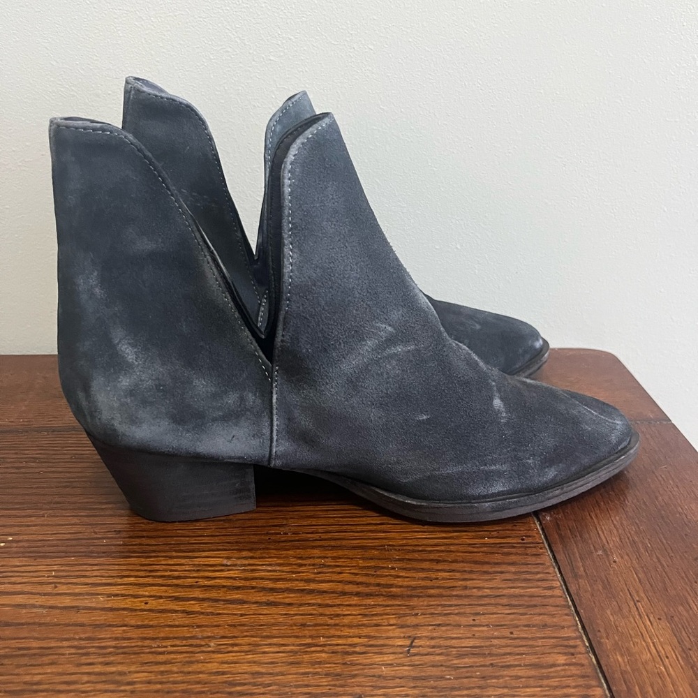 Free People Charm double V suede gray booties NEW